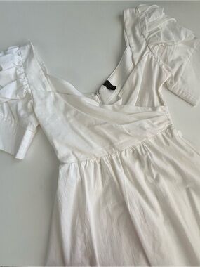 Valija White Puff Sleeve Dress- 100%Cotton